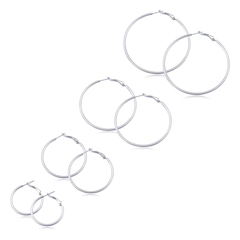 Женские серьги из нержавеющей стали LASPERAL большой круг обруч вечерние украшения 4