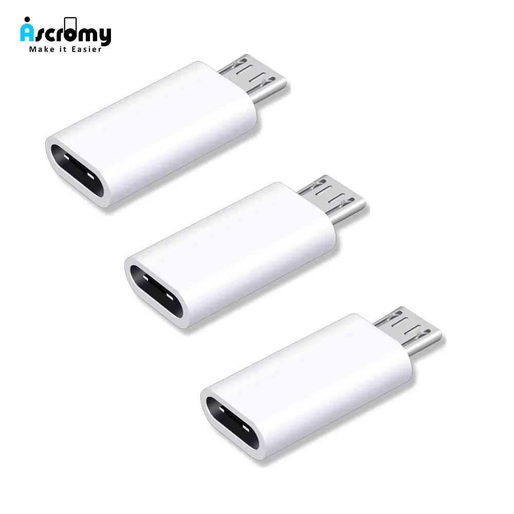 Ascromy 3 шт. USB C к Micro адаптеру для Xiaomi Redmi Note 5 6 Pro 4 Huawei honor 8x Samsung Galaxy S7 S6 edge Microusb