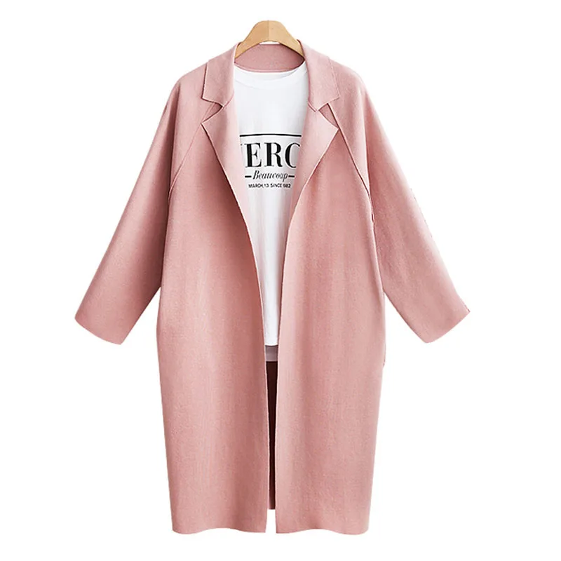 Новинка Осень Зима Женский Тренч кардиган 2017 мода плюс размер длинный рукав