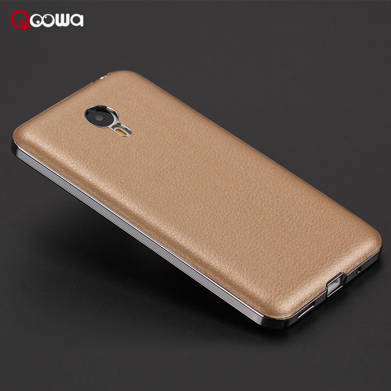 New arrival 7 Color Top Quality Luxury leather Back cover For meizu m2 note case with electroplate PC frame |