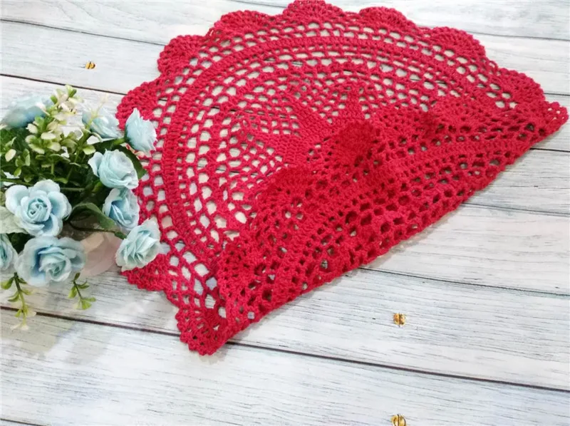 40 см круглая хлопковая салфетка вязаные цветы кружево Doily обеденный стол коврики Салфетки сервировочные рождественские напитки подставки для чая набор кухня
