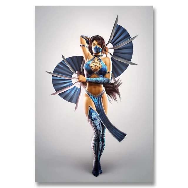 Шелковый постер Kitana Mortal Kombat X Fighting Games Настенная картина 24X36 дюймов|Рисование и