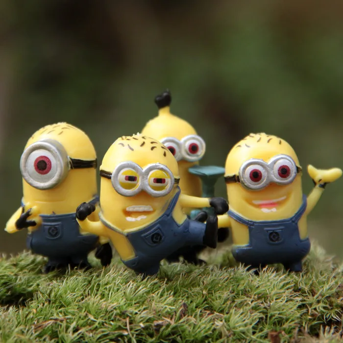 4 шт. Желтый Мини Миньон Куклы Миньоны 3D Гадкий я Глаз смолы игрушки Hand_done Фигурки