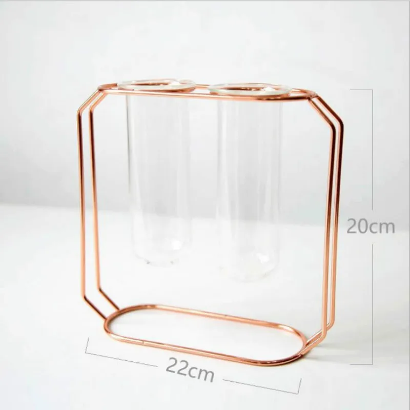 Стеклянная железная ваза в скандинавском стиле розовое золото цветочный горшок