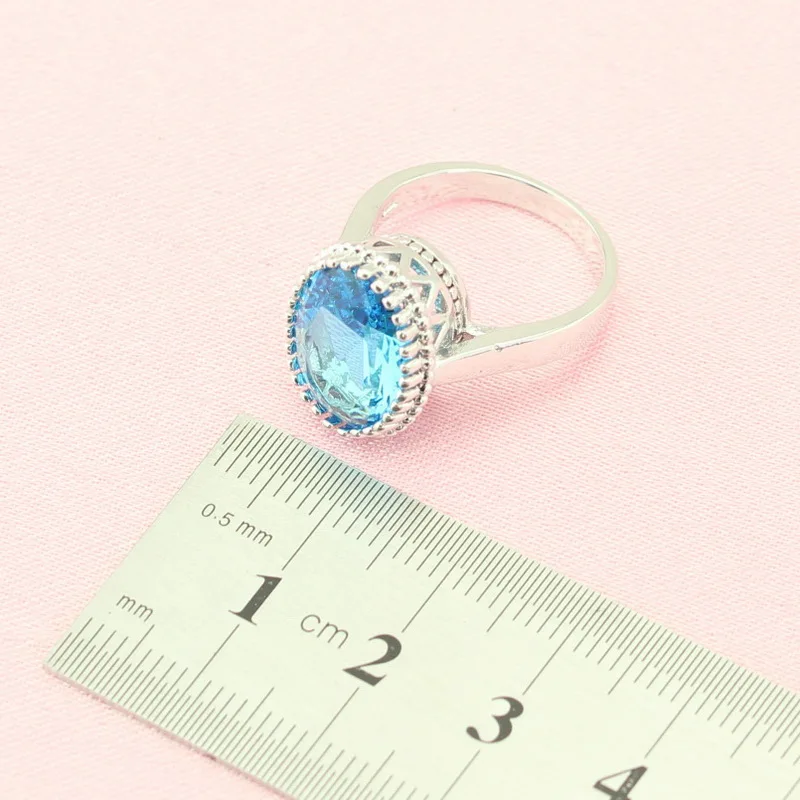 Небесно Голубой Камень Серебряный цвет Ювелирные наборы для женщин украшение