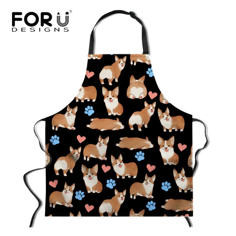 

Фартук FORUDESIGNS с принтом собаки корги, милый женский кухонный фартук шеф-повара для женщин, инструменты для чистки барбекю