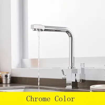 Chrome Твердый латунный кухонный кран с фильтрованной водой, мраморный Кухонный Смеситель Для затычка для раковины, кран для холодной и горячей воды 9050K - Цвет: Chrome