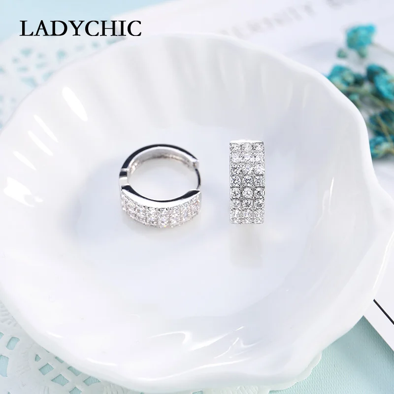 LADYCHIC изысканные женские круглые серьги кольца с 3 рядами Блестящий австрийский