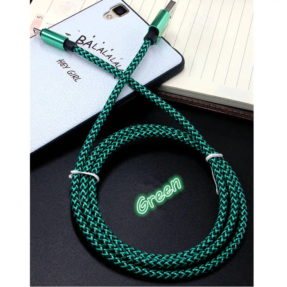 1/2/3 Meter Braided Micro USB Charging Cable For iPhone 5 5S 6S 7 8 Plus X Android Type-C Long Mobile Phone Charger For xiaomi 8 - Тип штекера: Green