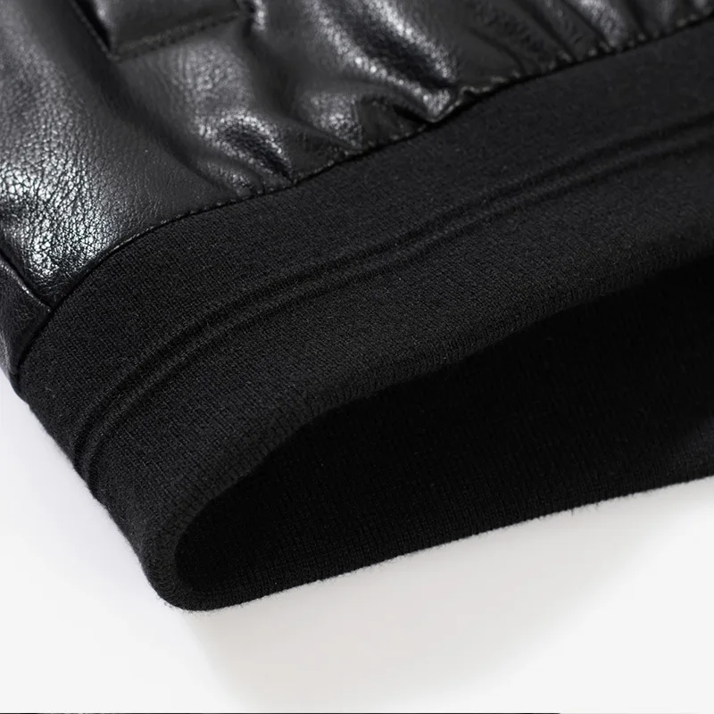 Мужская плиссированная куртка бомбер из искусственной кожи с воротником стойкой