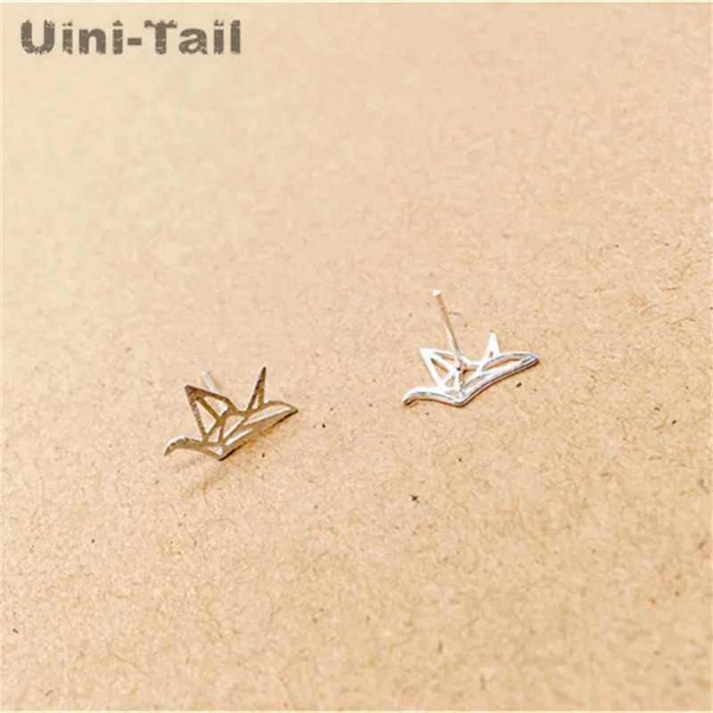 Uini Tail хит серебро 925 пробы тысяча бумажных журавлей шпильки для ушей корейская