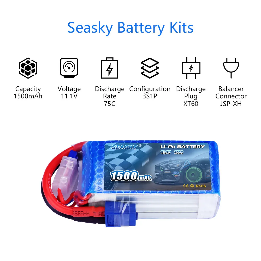 2 шт. батарея lipo secky 3S 11 1 В 1500 мАч 75C RC XT60 для FPV drone|Детали и аксессуары| |