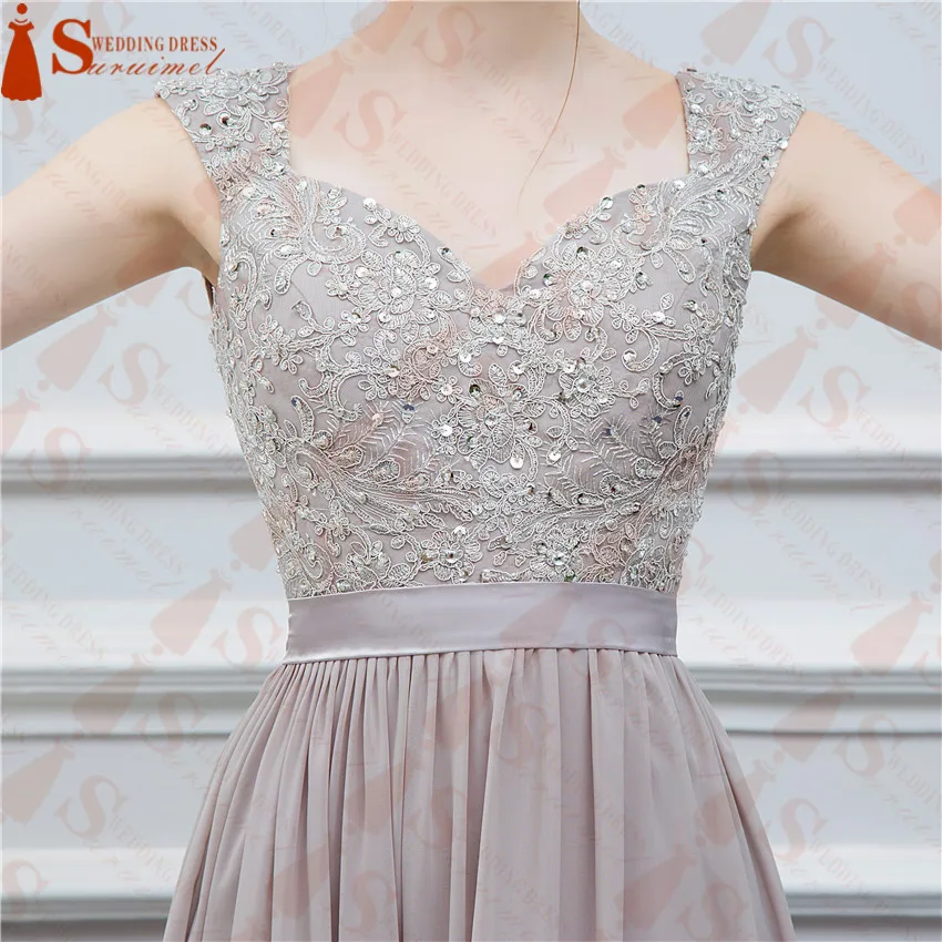 Real Cheap Long Bridesmaid Dresses Elegant Cap Sleeve Beadings Sheer Back Formal Wedding Party Gowns Maid Of Honor Dress |