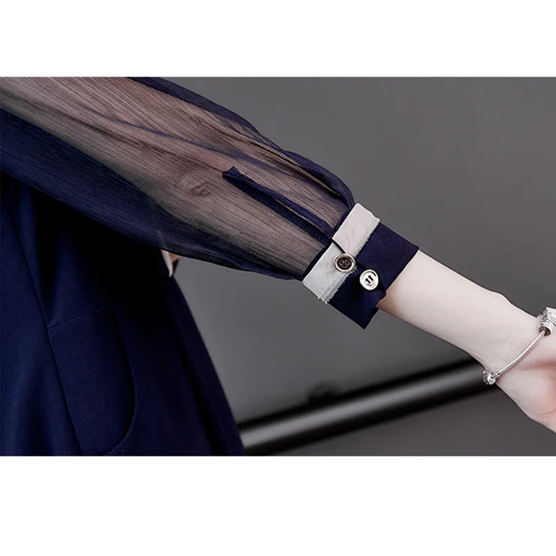 

New Spring and Summer 2019 Fashion Chiffon Dress Office Professional Clothing Large Size V-collar Dress