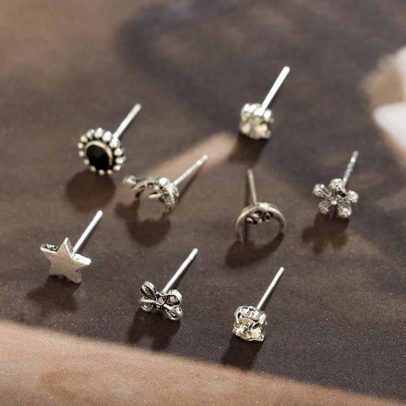 Серьги-кольца женские с фианитом и опалом небольшие богемные украшения со