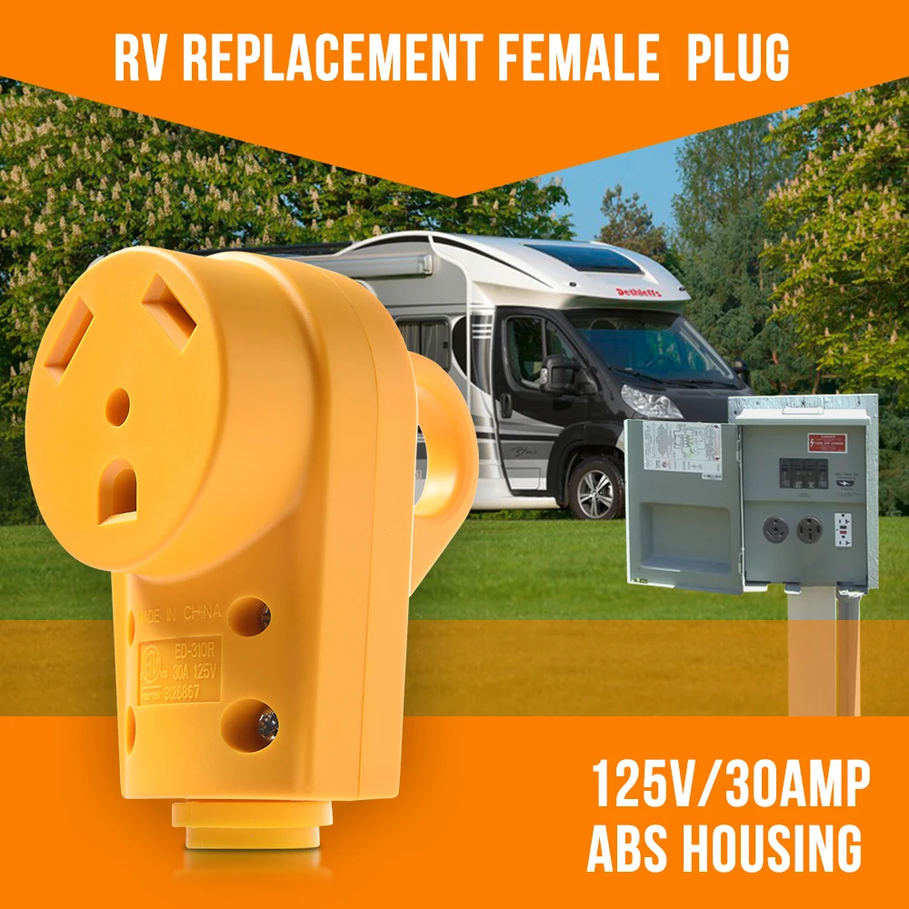 

MICTUNING 125V/30Amp Heavy Duty RV Female Replacement Receptacle Plug Yellow Caravan Female Connector with Ergonomic Grip Handle