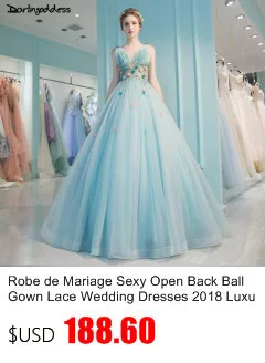 Robe de Mariage сексуальное бальное платье с открытой спиной, кружевные свадебные платья, роскошный светильник, голубые Свадебные платья с бисером, Vestido de Noiva