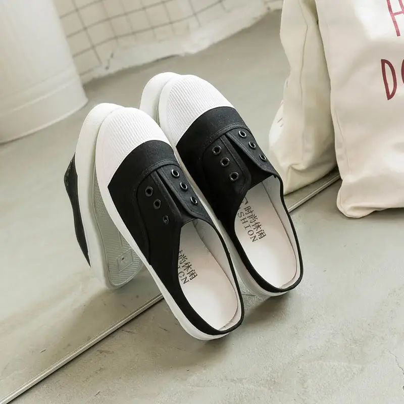 black 317 Adult canvas casual shoes woman flats solid comfortable flat with sneakers women shoes slip-on ladies shoes women sneakers - Color: black 317