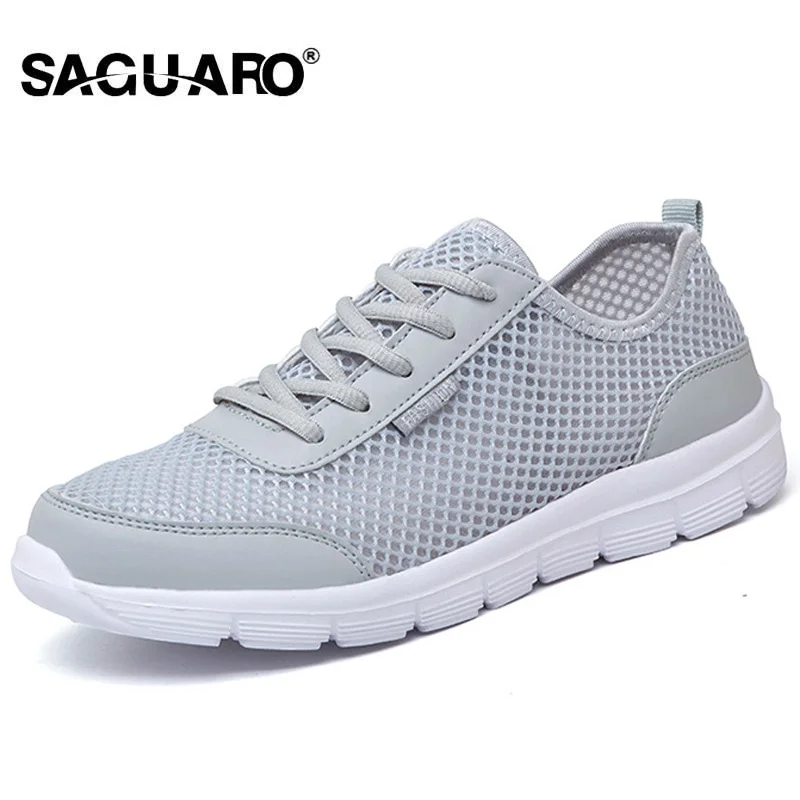 SAGUARO Summer Men Shoes Fashion Breathable Mesh Lace-up Flats Male Footwear Unisex Lovers Tenis Masculino Zapatos | Обувь