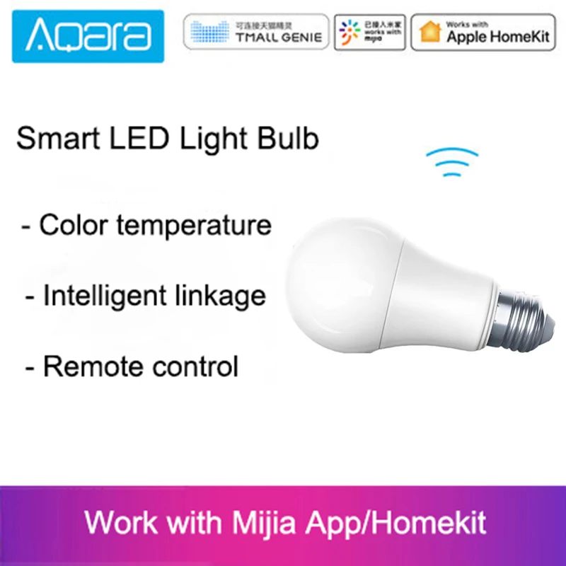Оптовая продажа Xiaomi Aqara 9W E27 2700 K 6500 806lum умная Белая светодиодная лампа для работы с