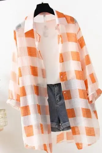 Новое летнее кимоно кардиган в клетку Бохо пляжные рубашки женские пальто блузки