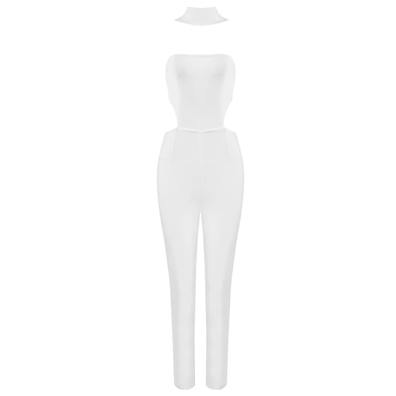 Бесплатная доставка сексуальный черно-белый бандажный комбинезон с лямкой на