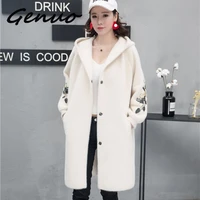 women long outwear faux fur autumn winter hooded coat embroidered warm single breasted thick women sweater cardigan jacket 2020