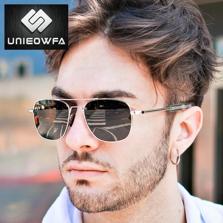 UNIEOWFA, мужские классические солнцезащитные очки AO, мужские поляризованные очки для вождения, UV400, солнцезащитные очки для мужчин, Полароид, сплав, квадратные солнцезащитные очки для пилота