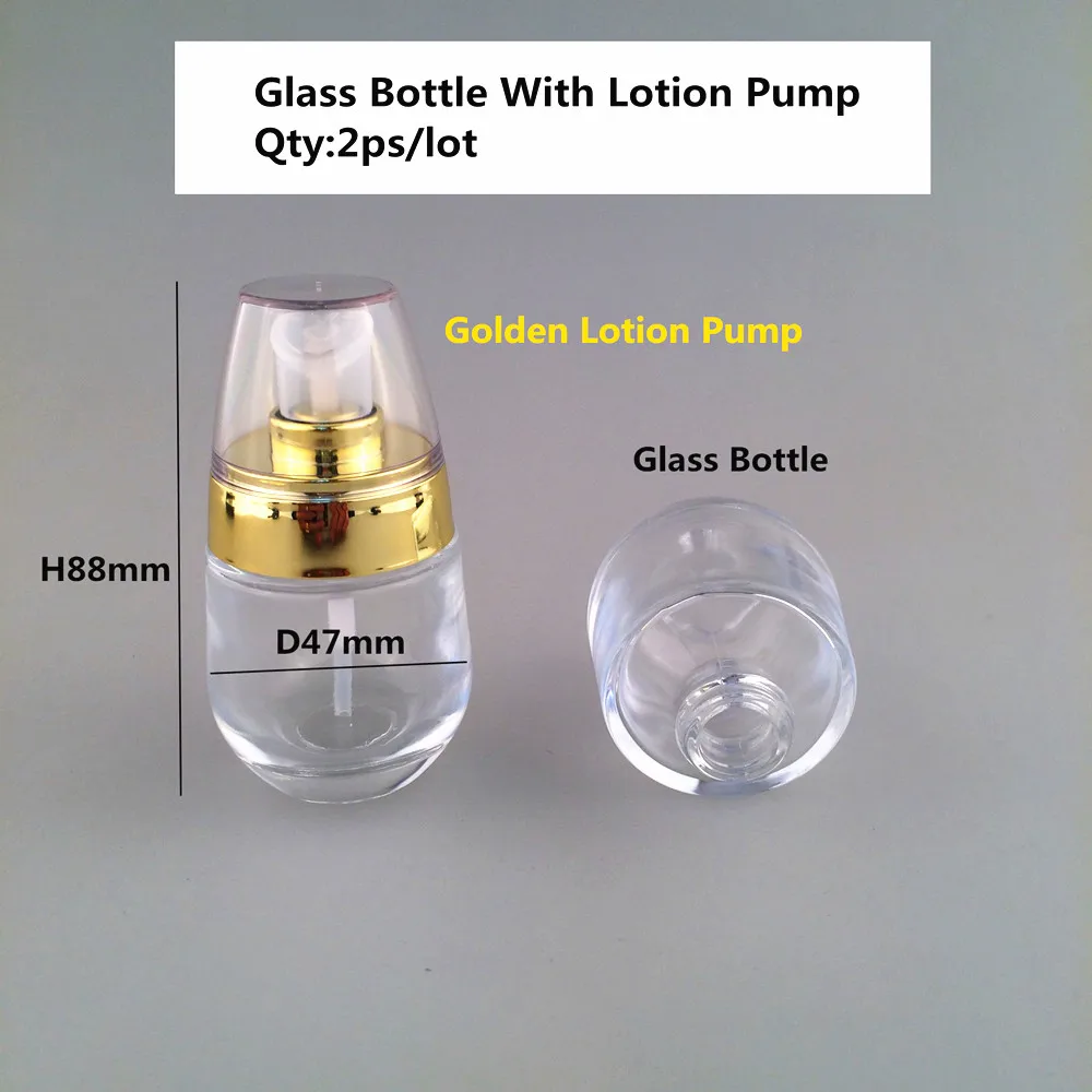 Free Shipment 2pcs 30ml Clear Frosted Matt Cosmetic Lotion Pump Glass Bottle with Refillable | Красота и здоровье