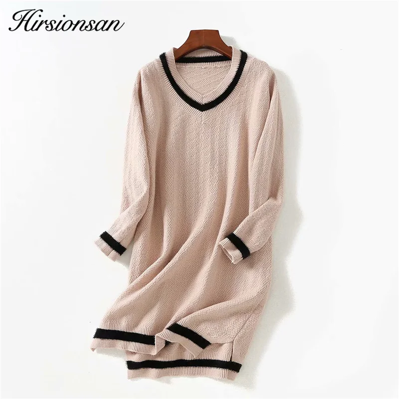 Женское длинное платье-свитер с V-образным вырезом | Женская одежда