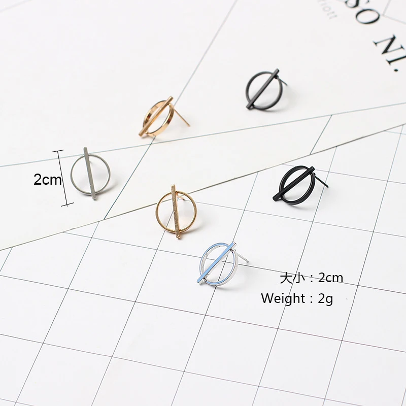 Простые креативные дизайнерские геометрические круглые серьги-гвоздики для