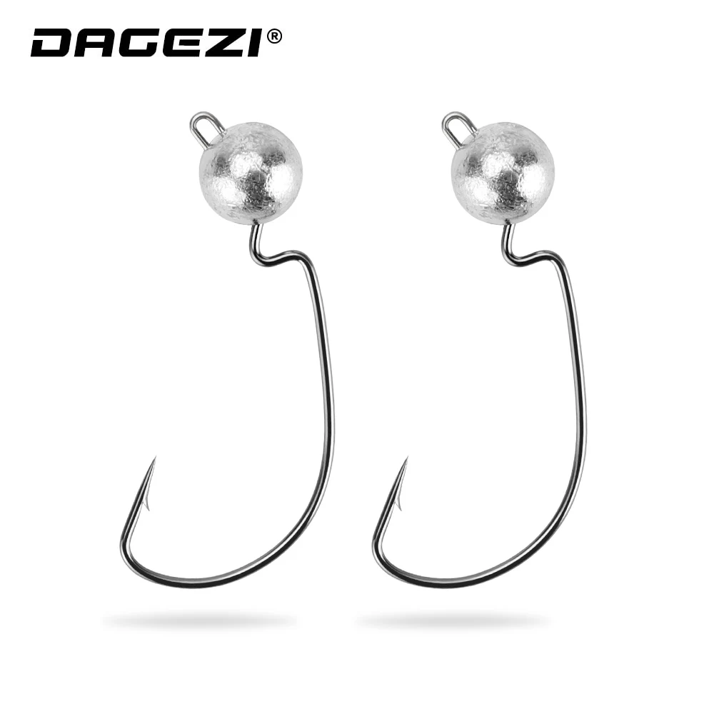 

DAGEZI Jig Lead Head Hook 3.5g/5g/7g 5pcs/lot Fishing hook Lead Jig Grank Hook Soft Worm Fishing Tackle Accessories