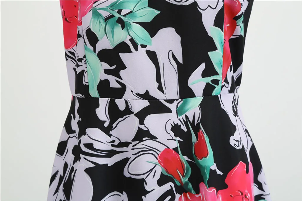 Женское платье в стиле Хепберн с принтом розы винтажное вечернее для выпускного