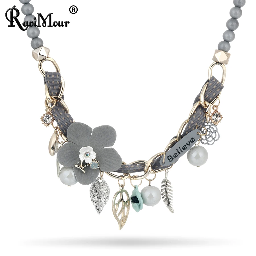 Ожерелье RAVIMOUR Maxi Believe женское модное колье с искусственным жемчугом цветочным