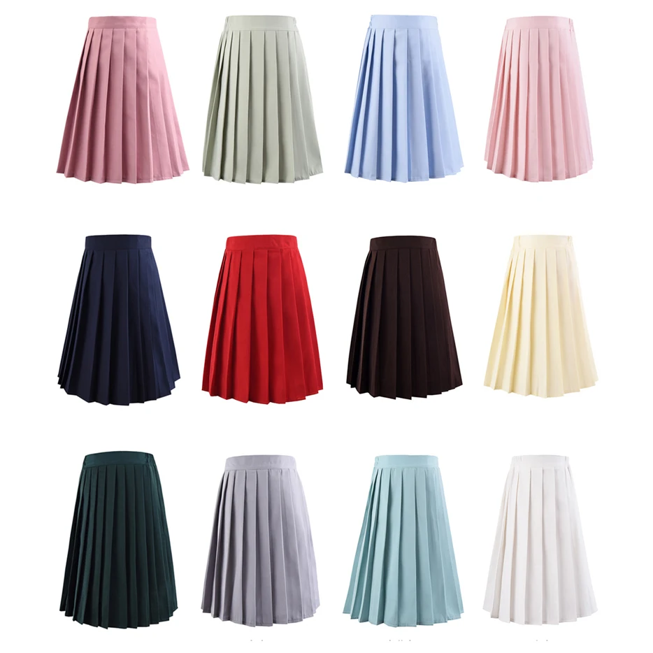 

JK Students School Uniform Short Pleated Skirts Plaids Preppy Style Cute Colorful High Waist Women Girls Lolita Cosplay Costume