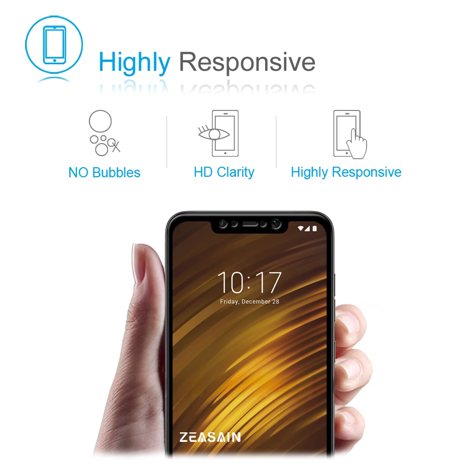 Оригинальное закаленное стекло ZEASAIN 9H для Xiaomi PocoPhone F1 Poco защита экрана 2.5D HD