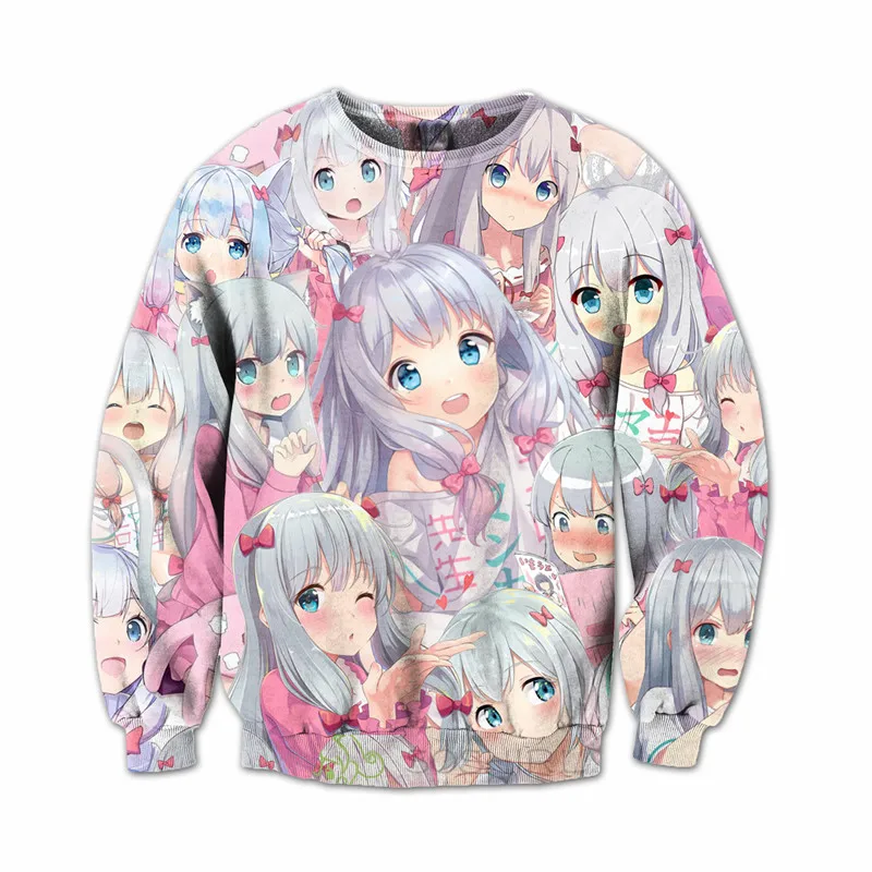 Каваи лоли Толстовка Izumi Sagiri забавные Аниме толстовки розовый унисекс Толстовка Косплей пара уличная Harajuku спортивная одежда топы