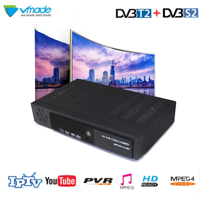 Vmade DVB-T2 DVB-S2 эфирный спутниковый ТВ приемник комбо ТВ приставка Поддержка cccam IP tv H.264 телеприставка для России и Европы