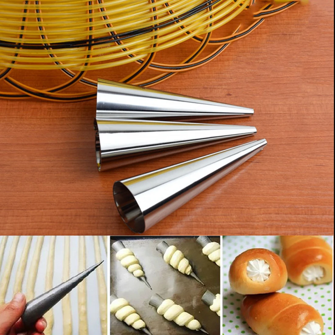 Спиральные круассаны для выпечки из нержавеющей стали DIY рожковый торт хлебные