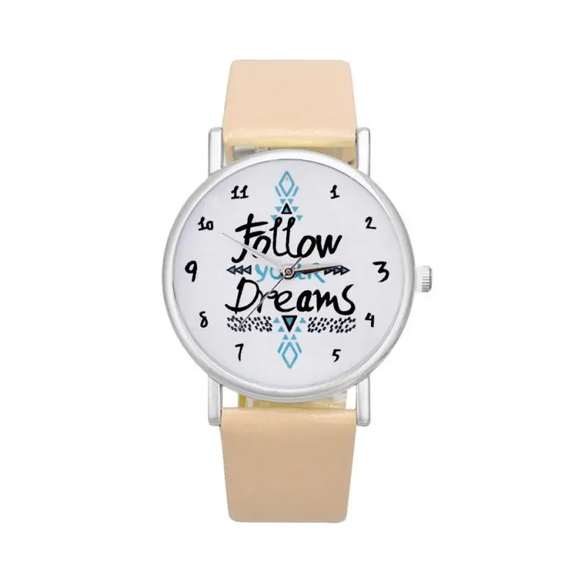 Модные женские часы с надписью Follow Dreams кожаные высокого качества Прямая поставка