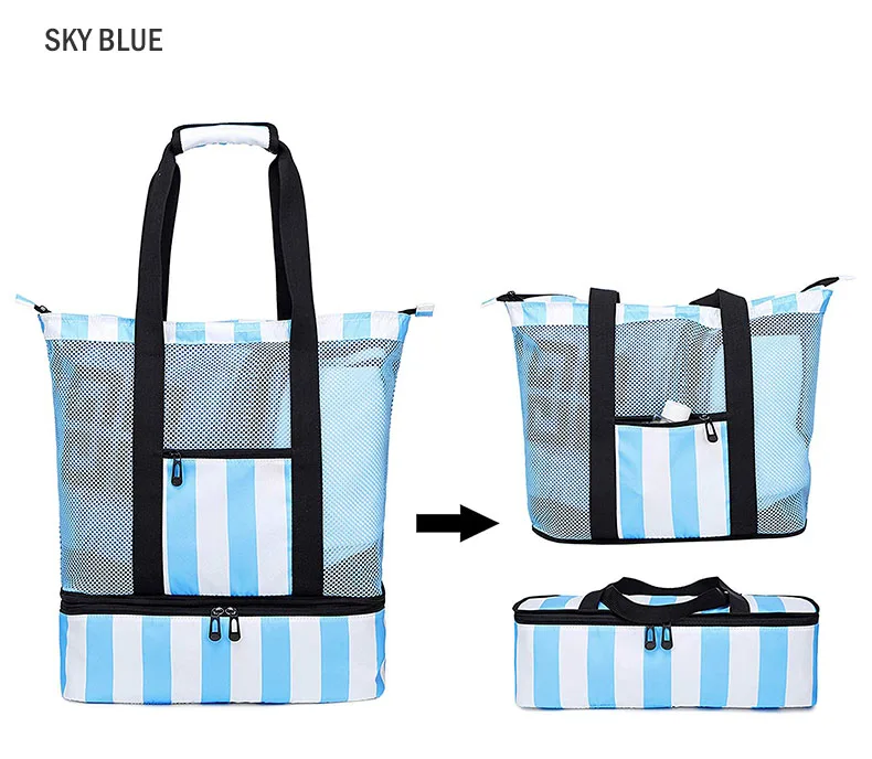 2in1 set Sky Blue 2 шт./набор, сумка для плавания ming, Сетчатая Сумка, влажная сухая Сумка для бассейна, пляжа, водонепроницаемая сумка, изолированная сумка-холодильник для пикника, сумка для плавания для женщин и мужчин, XA58A - Цвет: 2in1 set Sky Blue