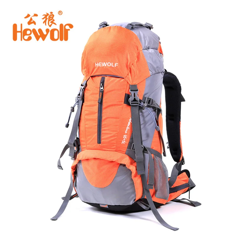 orange Рюкзак Hewolf для альпинизма, походный рюкзак для кемпинга, походный рюкзак, походная сумка с дождевой крышкой, 50л рюкзак - Цвет: orange