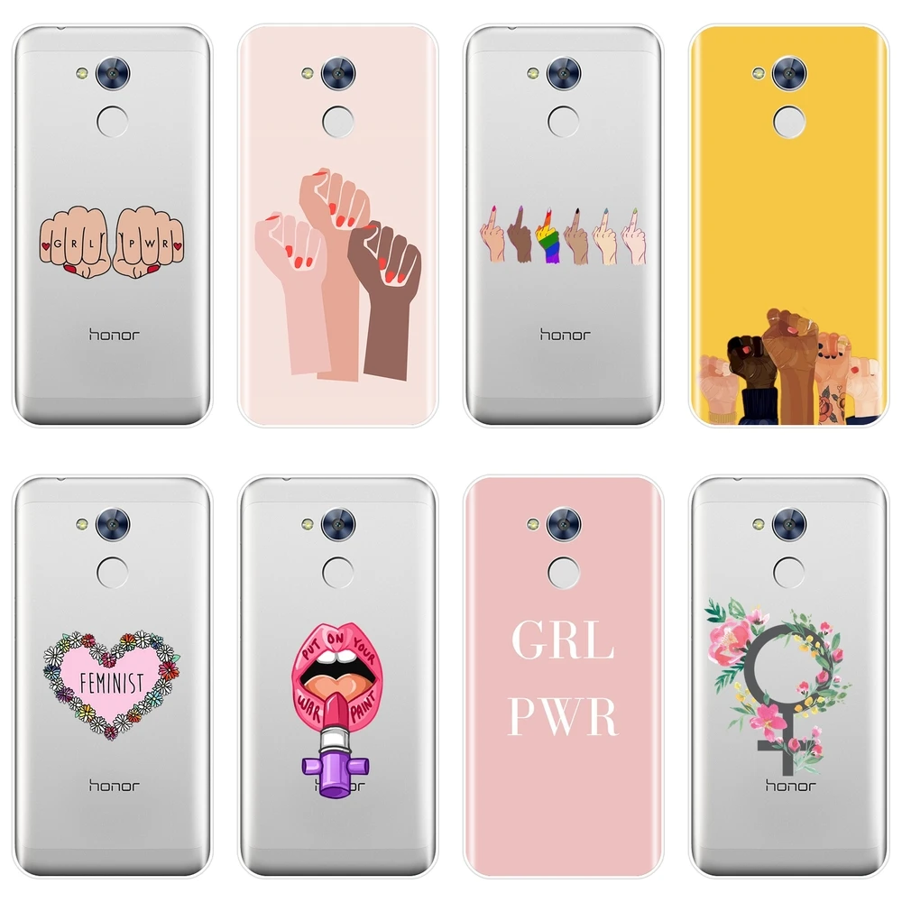 Чехол для телефона Huawei Honor 4X 5A 5X 6 6X Феминистская девушка Power Женская Мягкая