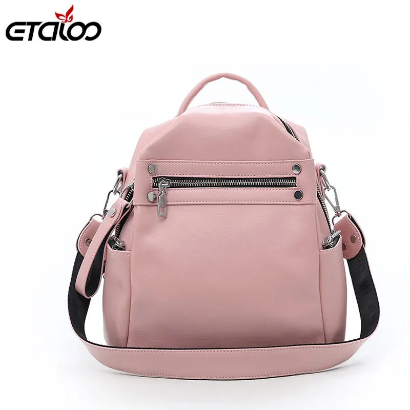 Качественный кожаный женский рюкзак с защитой от кражи вместительная школьная