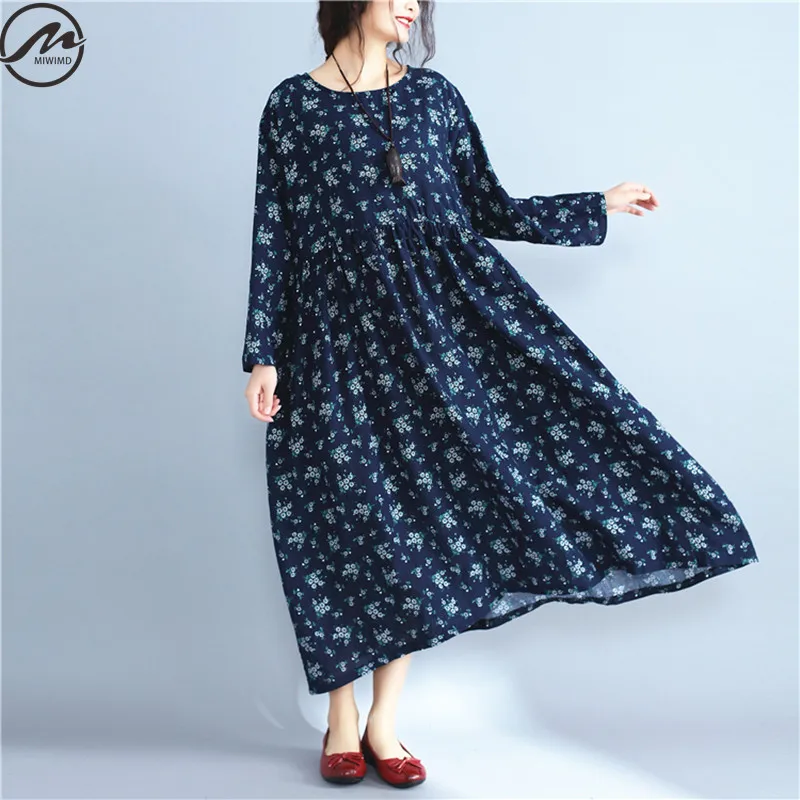 Miwimd плюс размер женские осенние платья 2017 новые Модные Винтажные простой