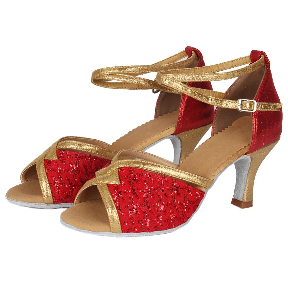 Ballroom New Professional Modern Latin Dance Shoes for Women/Girls/Ladies Tango&Salsa High Heeled  Indoor Dancing Sequine