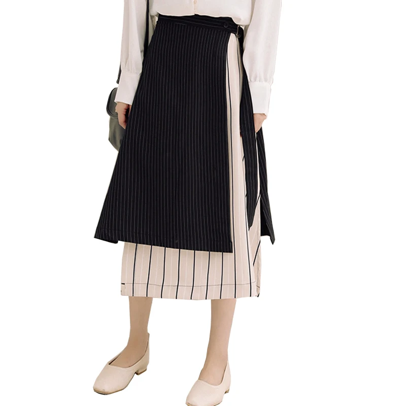 Trytree Лето Осень Женская Полосатая юбка Повседневная полиэфирная хлопковая