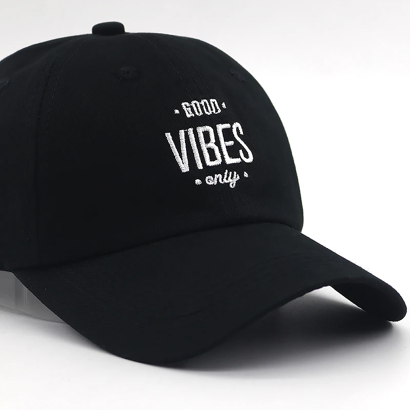 Новинка, кепки с вышивкой good vibes, хлопок, мягкие бейсболки, регулируемая модная хип-хоп кепка для папы, унисекс