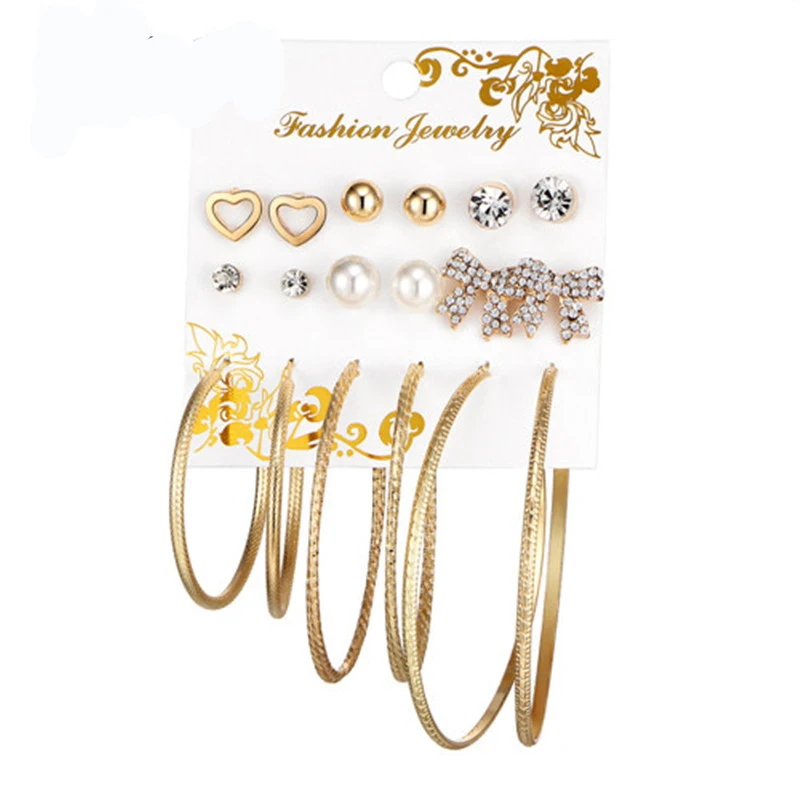 Женские серьги гвоздики с жемчугом 6 Пары/компл.|colorful stud earings|stud earringsstud earrings for women |