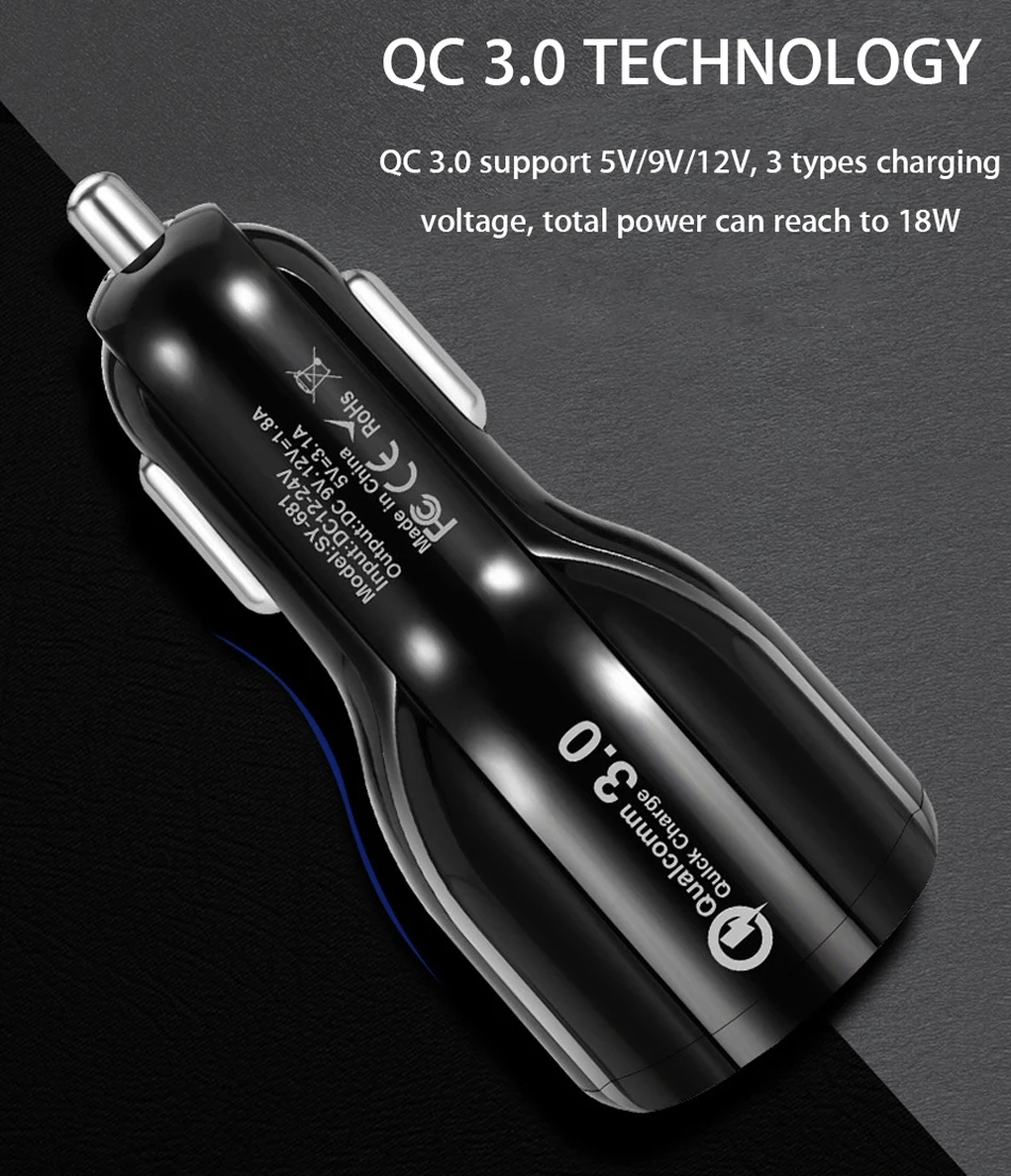 Oppselve Quick Charge 3,0 Dual USB Автомобильное зарядное устройство 5V3A Turbo Быстрая автомобильная зарядка зарядное устройство для мобильного телефона iPhone Xiaomi автомобильный адаптер